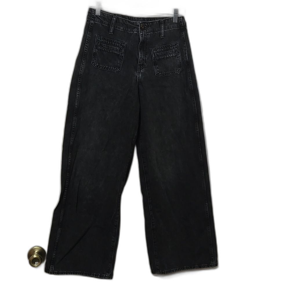 Old Navy High Rise Baggy Wide Leg Womens Size 2 Black Vintage Wash Trendy